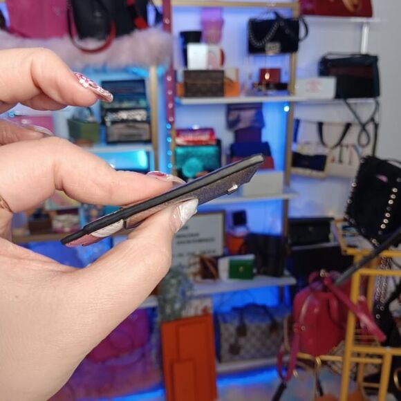 New in Box Miu Miu Silver Pink Leather Card Holder Wallet - Picture 7 of 11